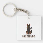 Powered by Tortitude Funny Cat Graphic キーホルダー (正面)