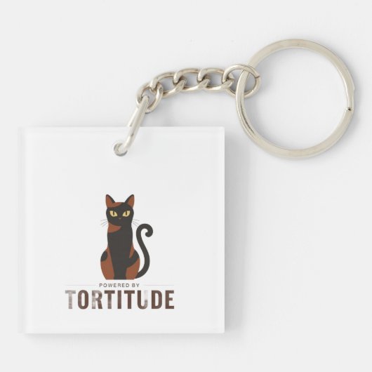 Powered by Tortitude Funny Cat Graphic キーホルダー (裏面)