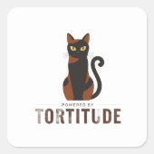 Powered by Tortitude Funny Cat Sticker スクエアシール (正面)