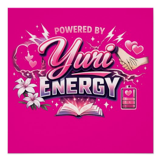 Powered by Yuri Energy | Girls’ Love Anime Design ポスター (正面)