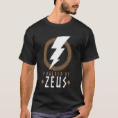 Powered by Zeus Lightning Bolt Mythology Tシャツ (正面)