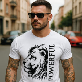 "POWERFUL" ライオン グラフィック Tシャツ