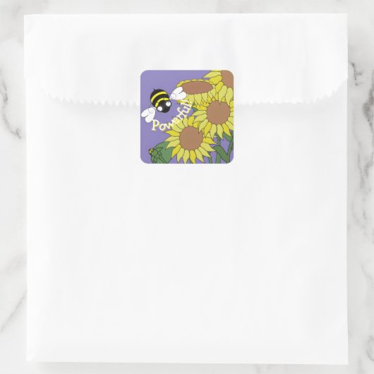 Powerful Bee Sticker スクエアシール (バッグ)