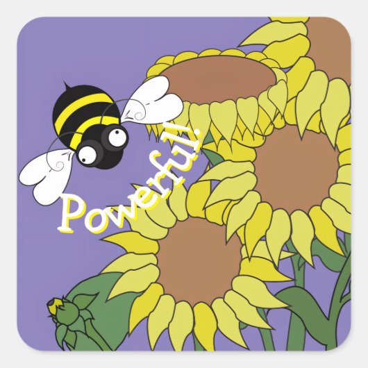 Powerful Bee Sticker スクエアシール (正面)