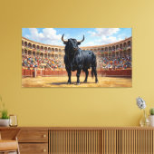 Powerful Black Bull in Spanish Plaza de Toros キャンバスプリント (インサイチュ (リビング))