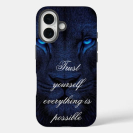 Powerful Blue Lion Motivational iPhone Wallpaper iPhone 16ケース