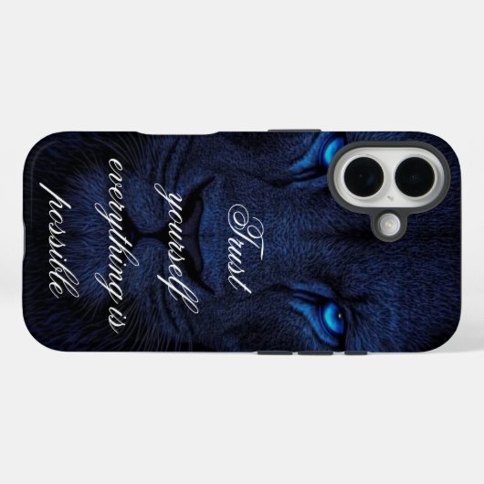 Powerful Blue Lion Motivational iPhone Wallpaper Case-Mate iPhoneケース (裏面 (横))