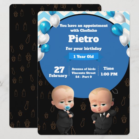 Powerful Chefinho Invitation - Party Birthday 招待状 (正面/裏面)