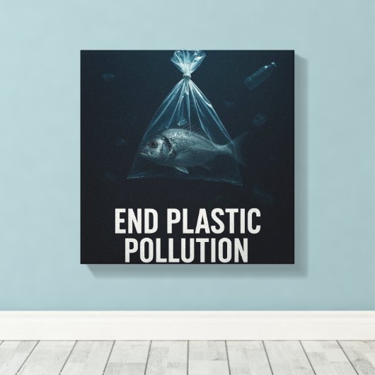 Powerful Marine Rescue End Plastic Pollution  キャンバスプリント (インサイチュ (ウッドフロア))