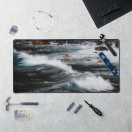Powerful Ocean Waves Coastal Art Photography デスクマット