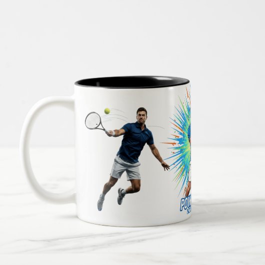 Powerful Tennis Player Serve Sport Action Mug ツートーンマグカップ (左)