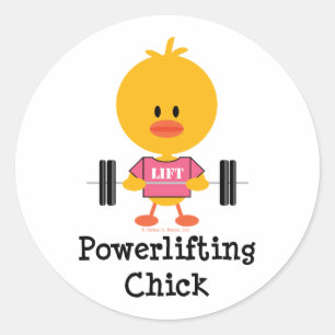 Powerliftingのひよこのステッカー ラウンドシール