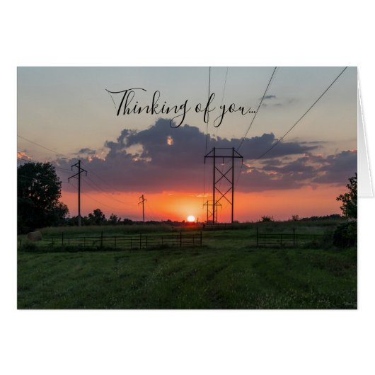 Powerline Sunset Landscape 考える Of Youカード (正面横)