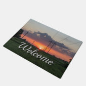 Powerline Sunset Landscape Welcome Format ドアマット (アングル)