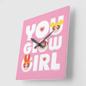 PowerPuffの女の子：ユー·グロー·ガール スクエア壁時計 (傾斜)