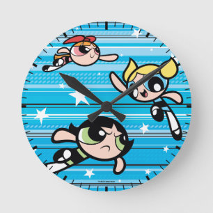 PowerPuff Girlsの星型 ラウンド壁時計