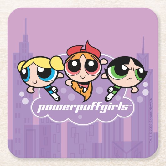 Powerpuff Girlsチームロゴ スクエアペーパーコースター (正面)