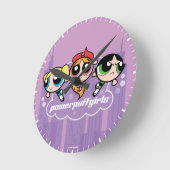 Powerpuff Girlsチームロゴ ラウンド壁時計 (傾斜)