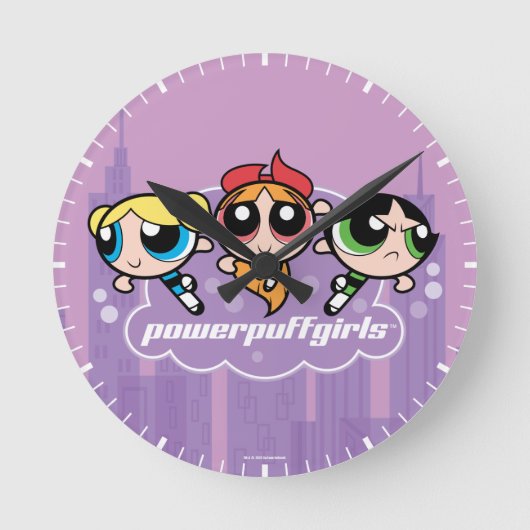 Powerpuff Girlsチームロゴ ラウンド壁時計 (正面)