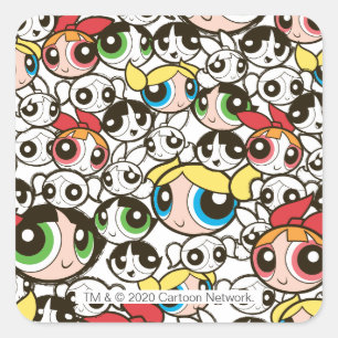 Powerpuff Girls Face Pattern スクエアシール