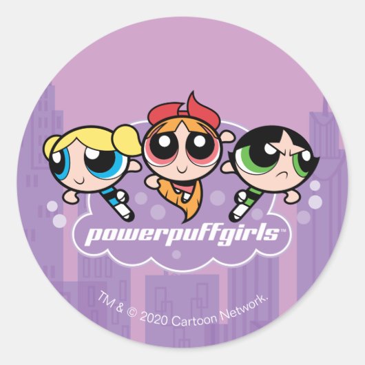 Powerpuff Girls Team Logo ラウンドシール (正面)