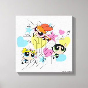 Powerpuff Girls Townsville Pattern キャンバスプリント