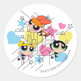 Powerpuff Girls Townsville Pattern ラウンドシール