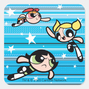 PowerPufgの女の子の星のパターン スクエアシール