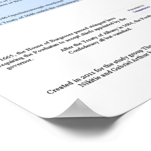 Powhatan Confederacy Timeline 2011 ポスター (角)