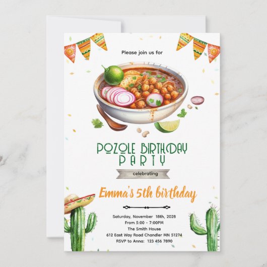 Pozole Birthday party Invitation 招待状 (正面)