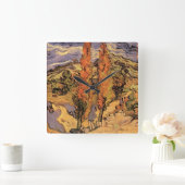 Ppoplars on Road Through Hills by Vincent van ゴッホ スクエア壁時計 (ホーム)