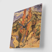 Ppoplars on Road Through Hills by Vincent van ゴッホ スクエア壁時計 (傾斜)