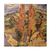 Ppoplars on Road Through Hills by Vincent van ゴッホ タイル (正面)