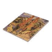 Ppoplars on Road Through Hills by Vincent van ゴッホ タイル (側面)