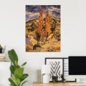 Ppoplars on Road Through Hills by Vincent van ゴッホ ポスター (ホームオフィス)