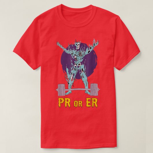 PRまたはEr重量挙げボディビルフィットネスジム Tシャツ (デザイン正面)