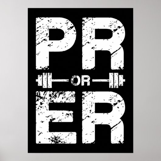 PRまたはER – パワーリフティングおもしろい、重量挙げ ポスター (正面)