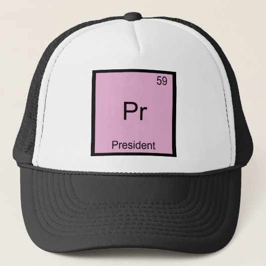 Pr - 大統領 おもしろ 化学 元素記号 Tシャツ キャップ (正面)