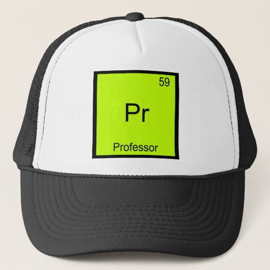 Pr - 教授の楽しい化学元素シンボルTシャツ キャップ (正面)