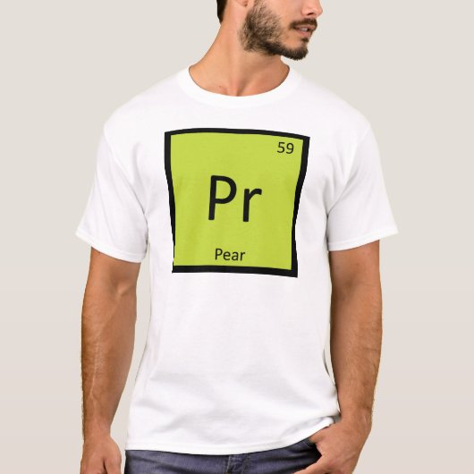 Pr - 梨 果物 化学 周期表 シンボル tシャツ (正面)