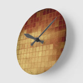 PR 088金色金ゴールド茶色メキシコタイル正方形 ラウンド壁時計 (傾斜)