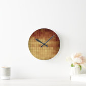 PR 088金色金ゴールド茶色メキシコタイル正方形 ラウンド壁時計 (ホーム)