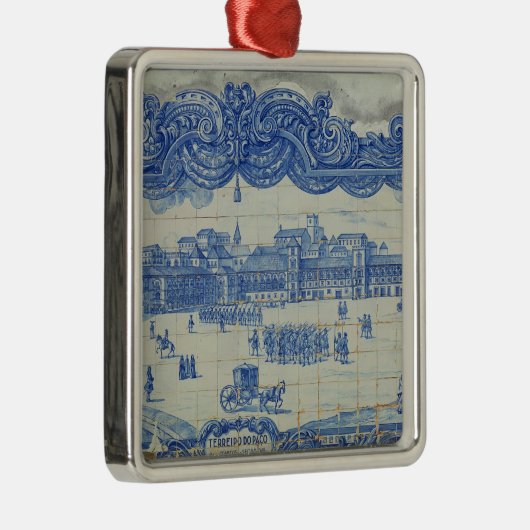 Pracaを描写するAzulejosのタイルはComercioをします メタルオーナメント (右)