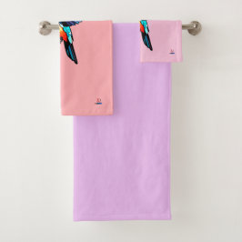 Prächtiger Kolibri - Farbige Illustration バスタオルセット