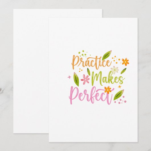 Practice Makes Perfect Motivational Quote Design 招待状 (正面/裏面)