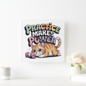 Practice Makes Power スクエア壁時計 (ホーム)