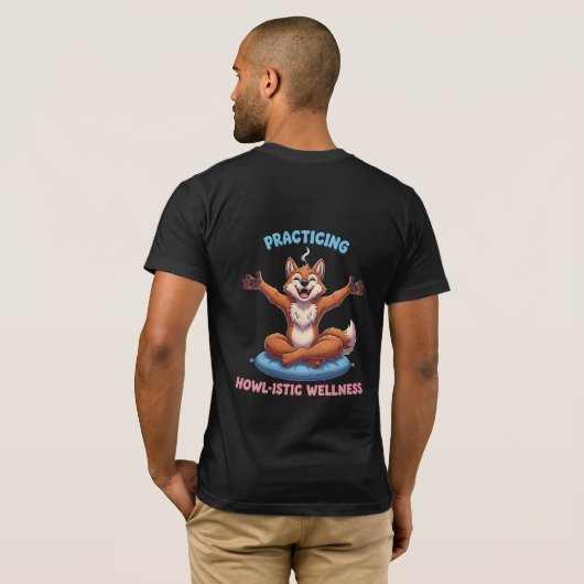 Practicing Howl-istic Wellness - Cute Meditating Tシャツ (裏面フル)