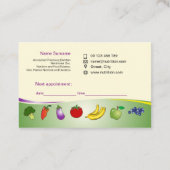 Practiingの栄養士及び栄養物のための名刺 予約カード (裏面)