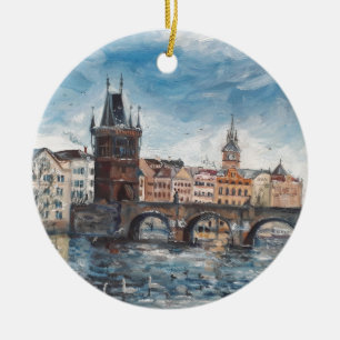 Prag -チャールズ橋絵画 セラミックオーナメント