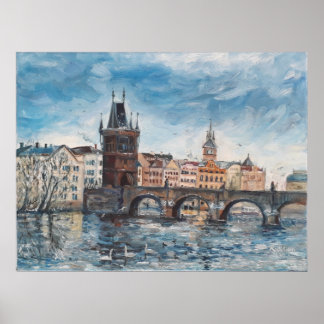 Prag - Charles-Brückenmalerei ポスター